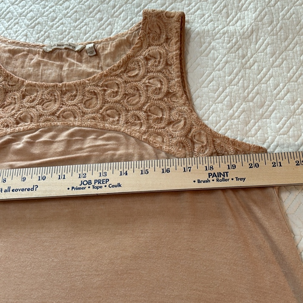 Soft Surroundings sleeveless tops with lace like fabric yoke. Set of two. L - Picture 4 of 9